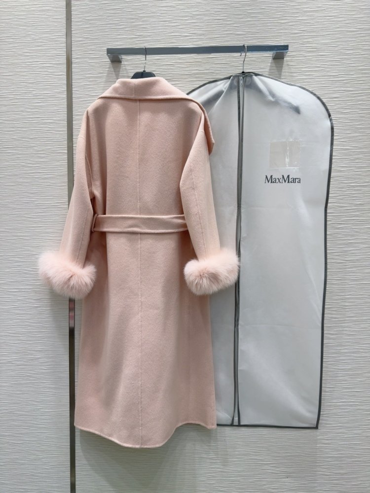 Двустороннее кашемировое пальто c лисьим мехом фото 9