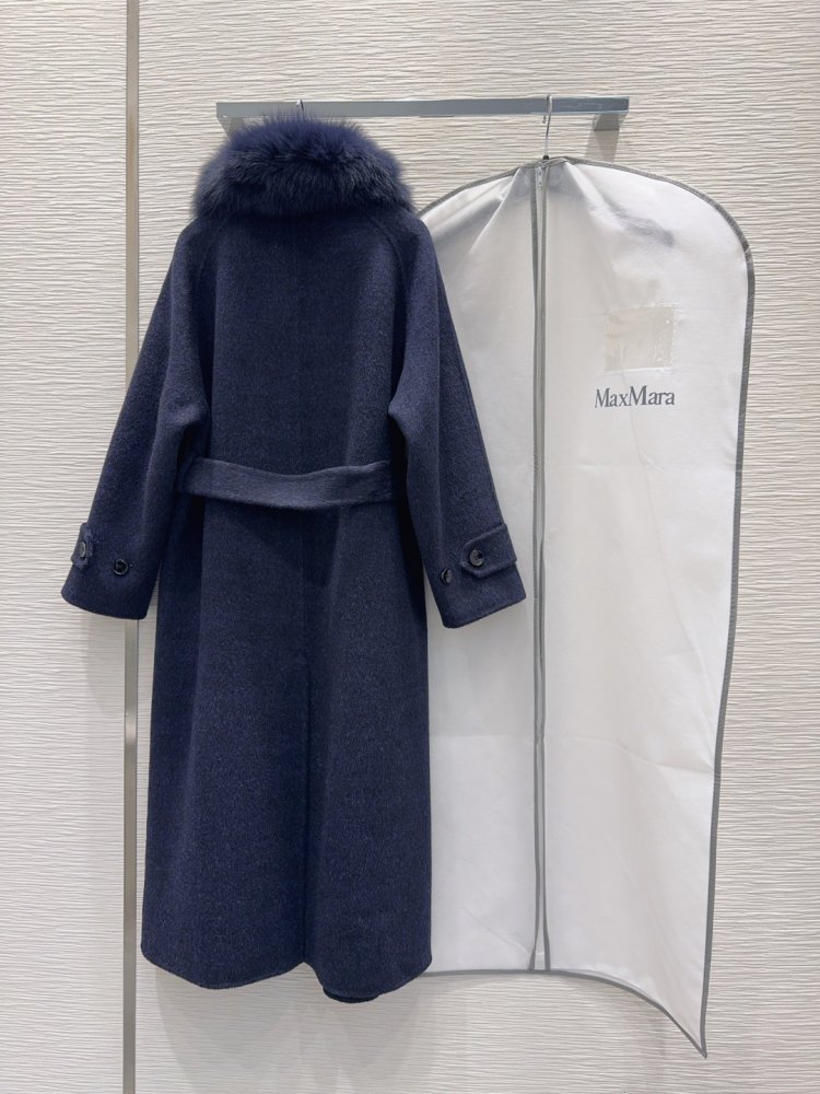 Двустороннее кашемировое пальто c лисьим мехом фото 9