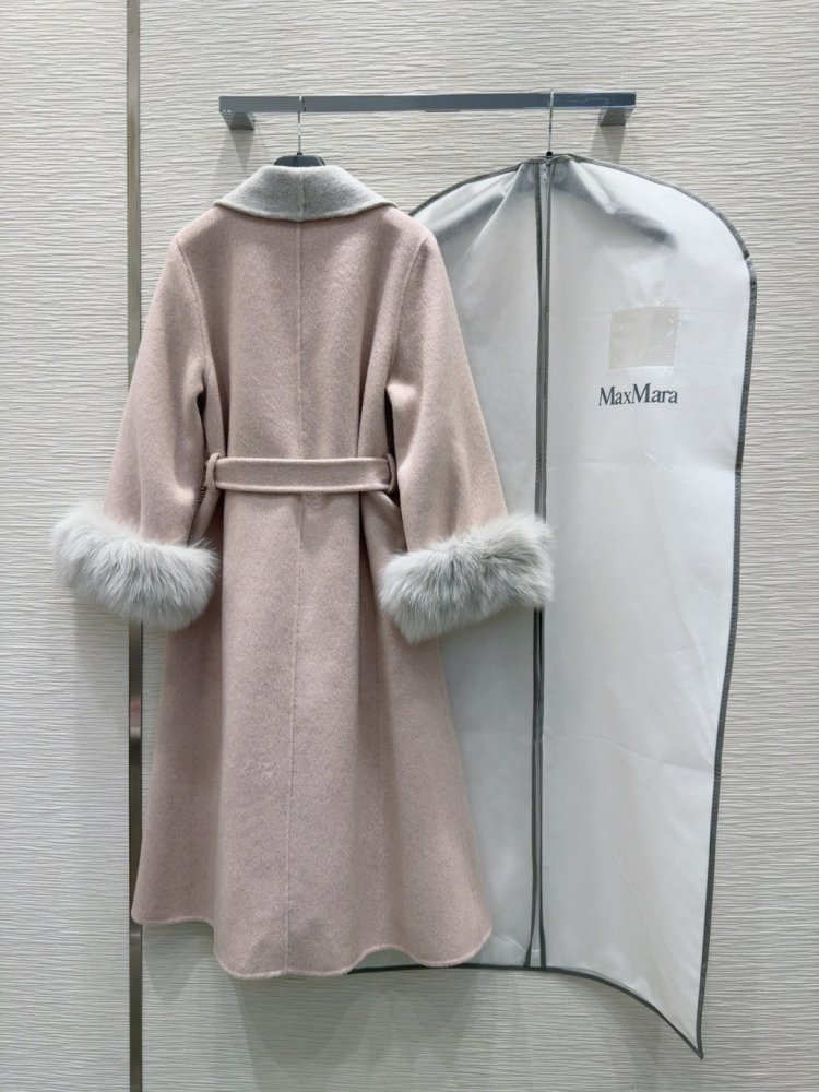 Двустороннее кашемировое пальто c лисьим мехом фото 9