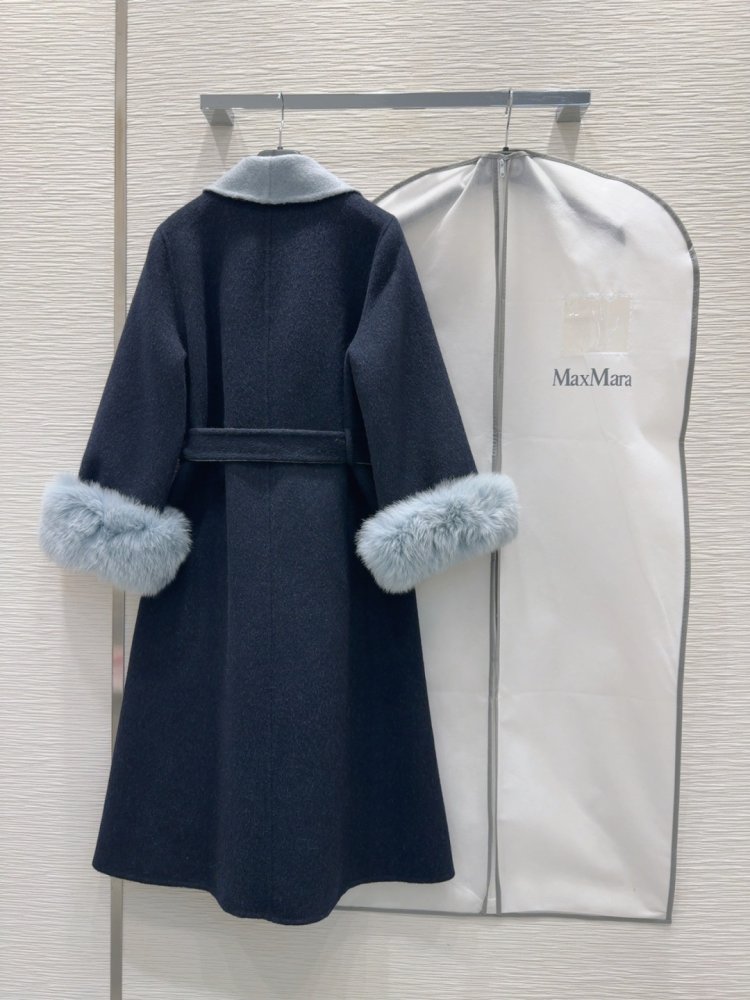 Двустороннее кашемировое пальто c лисьим мехом фото 9