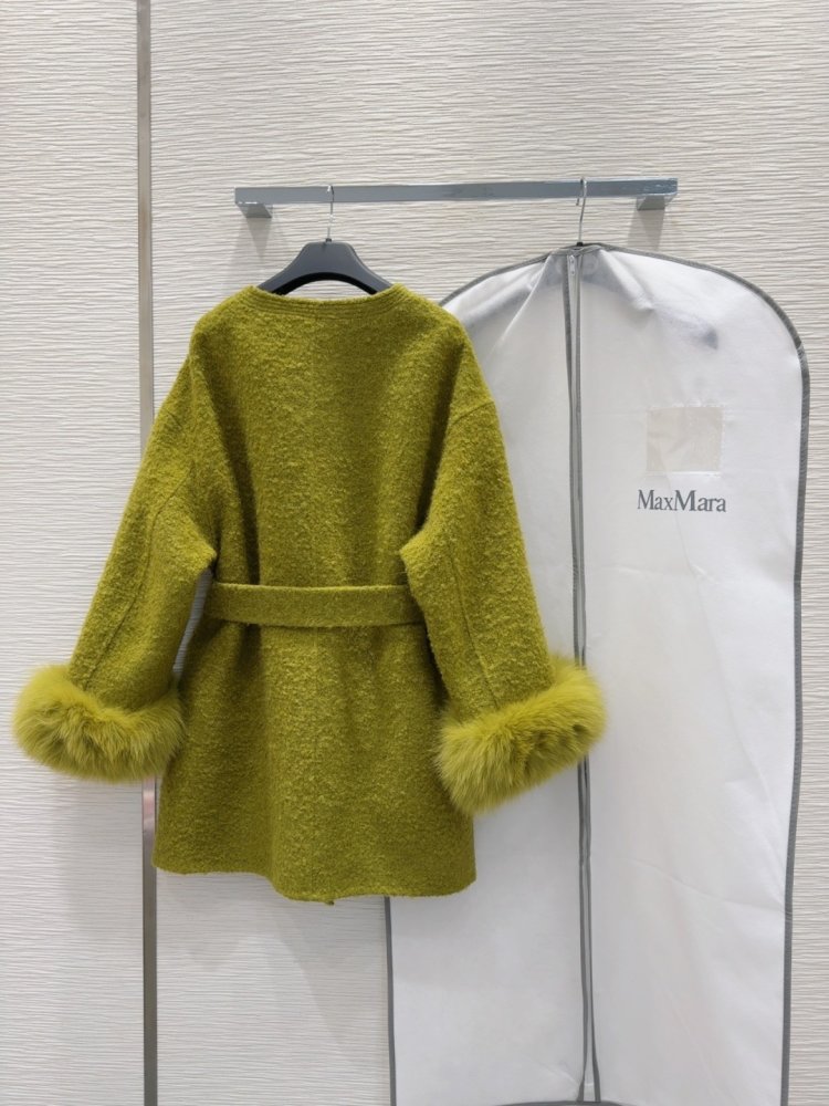 Двустороннее кашемировое пальто c лисьим мехом фото 9