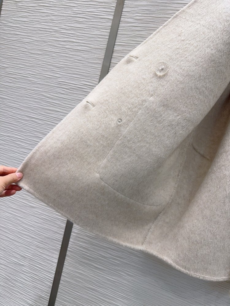 Двустороннее кашемировое пальто c мехом кролика фото 7