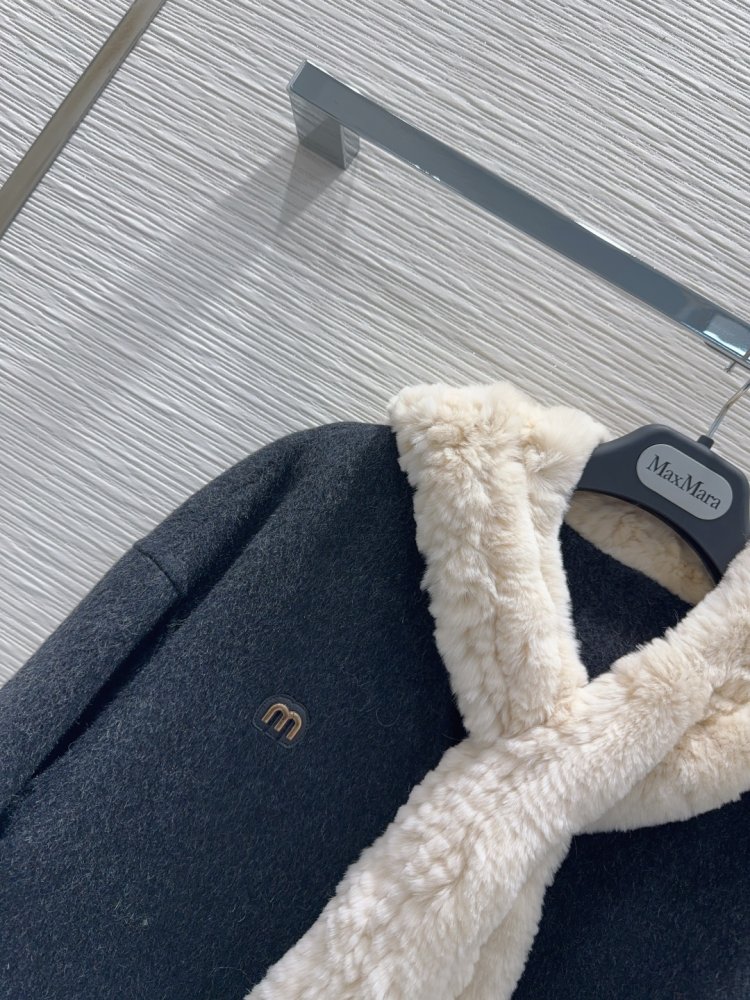 Двустороннее кашемировое пальто c мехом кролика фото 8