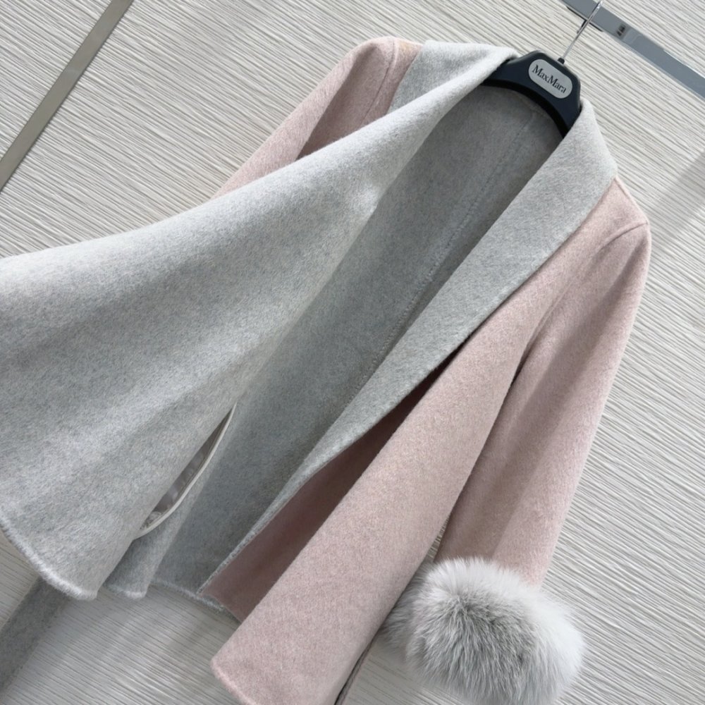 Двустороннее кашемировое пальто с лисьим мехом фото 8