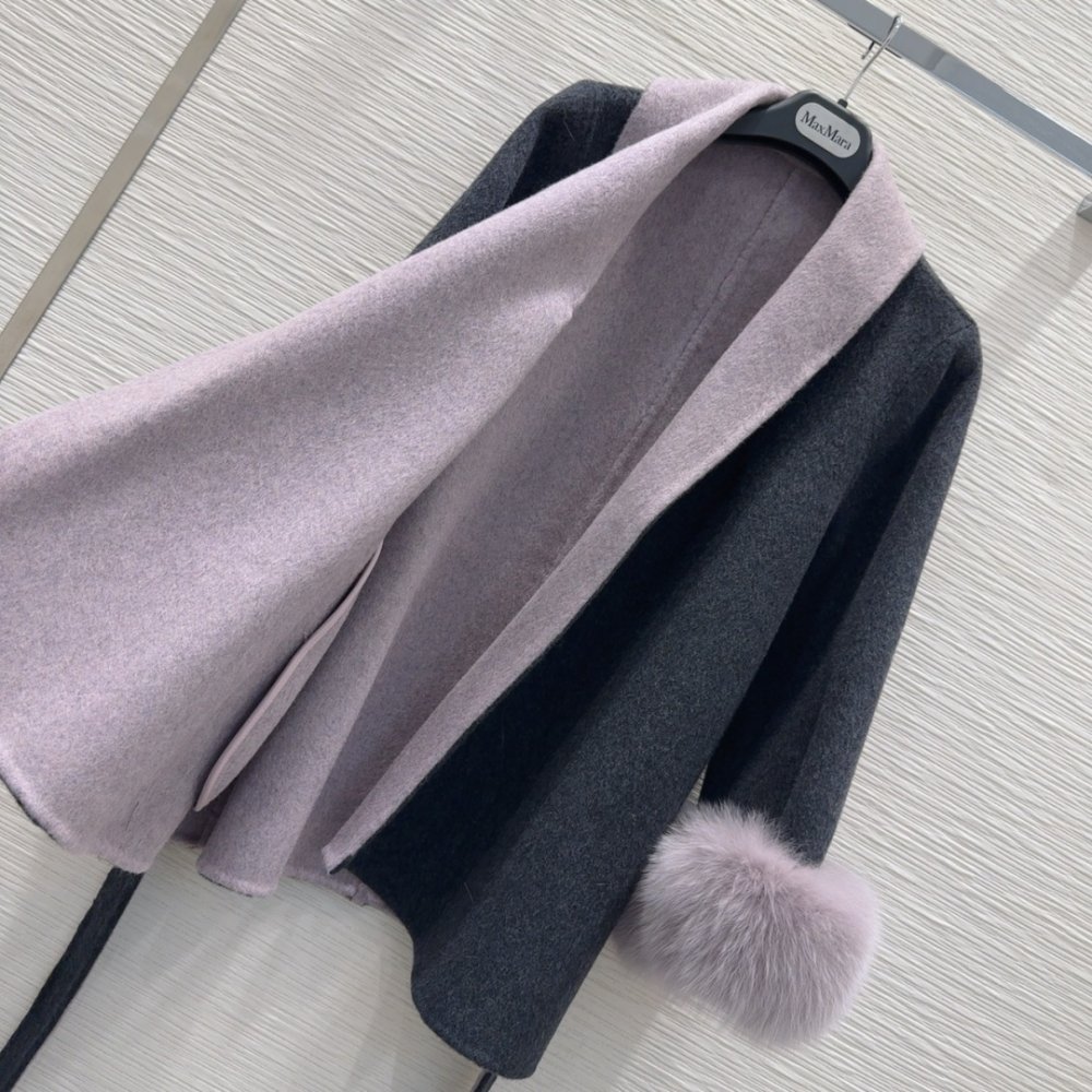 Двустороннее кашемировое пальто с лисьим мехом фото 8