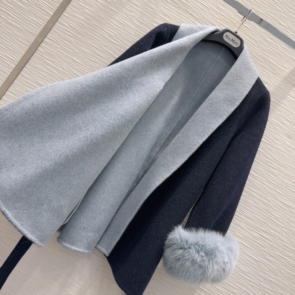 Двустороннее кашемировое пальто с лисьим мехом фото 8