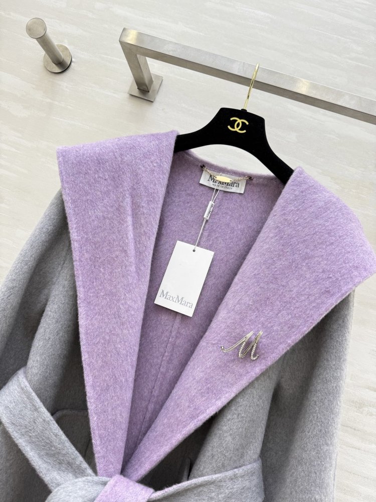 Двустороннее шерстяное длинное пальто фото 4