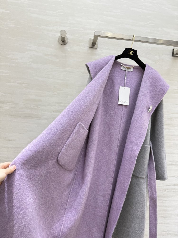 Двустороннее шерстяное длинное пальто фото 5