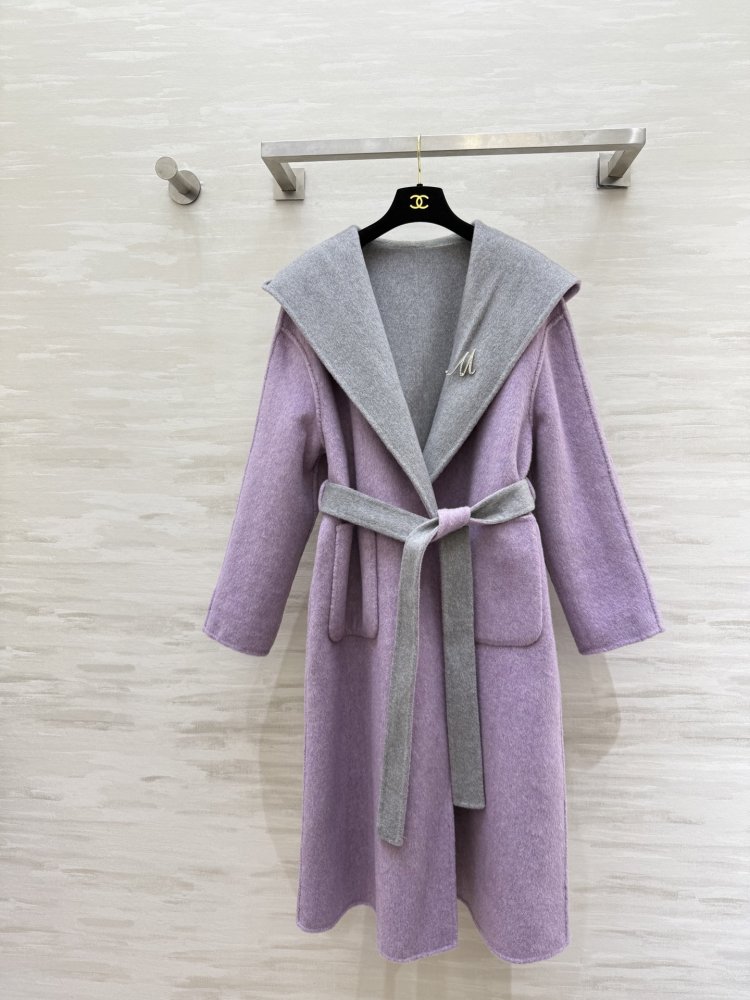 Двустороннее шерстяное длинное пальто фото 8