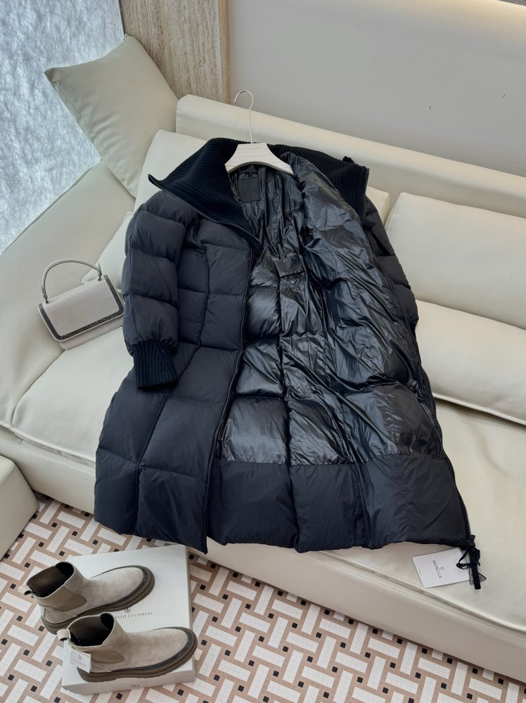 Двусторонний длинный пуховик с воротником-стойкой фото 4