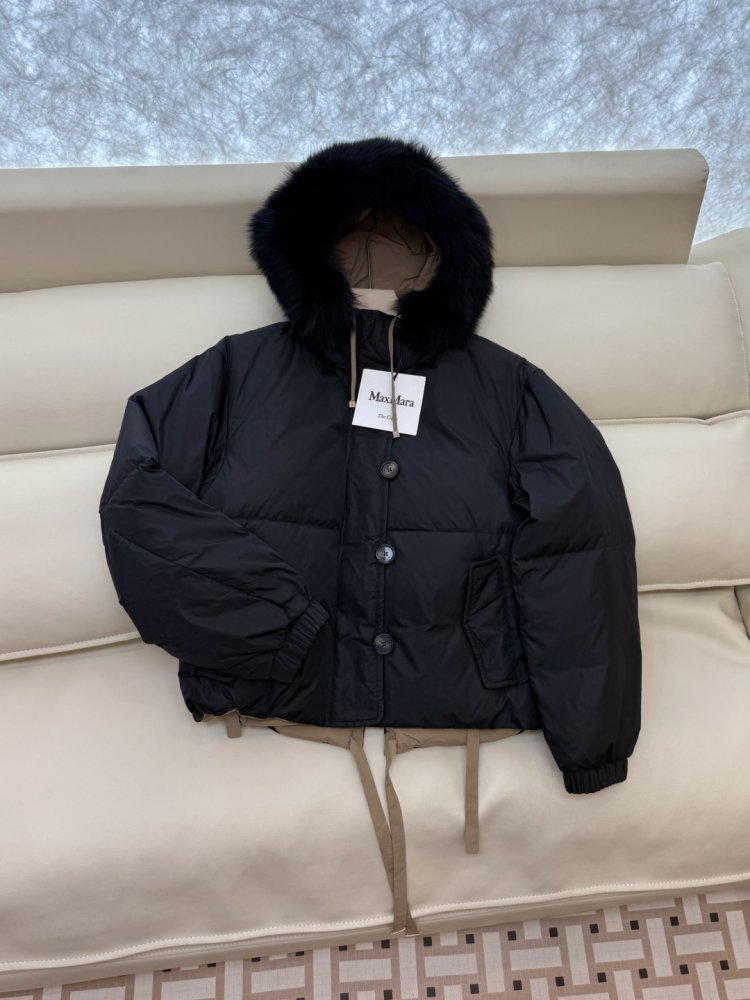 Двусторонний пуховик, воротник из меха лисы фото 3