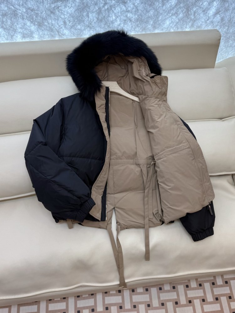 Двусторонний пуховик, воротник из меха лисы фото 4