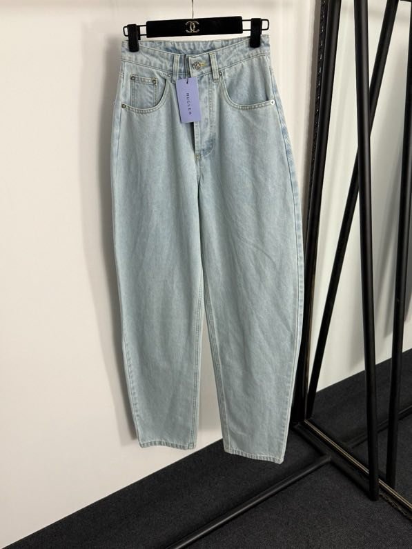 Джинси з високою талією, облягаючі, з зав'язками ззаду