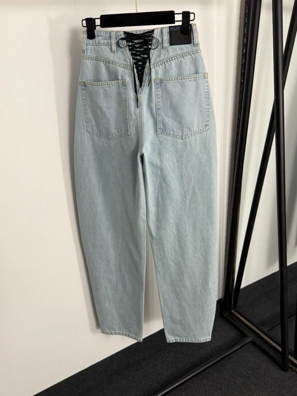 Джинси з високою талією, облягаючі, з зав'язками ззаду фото 4