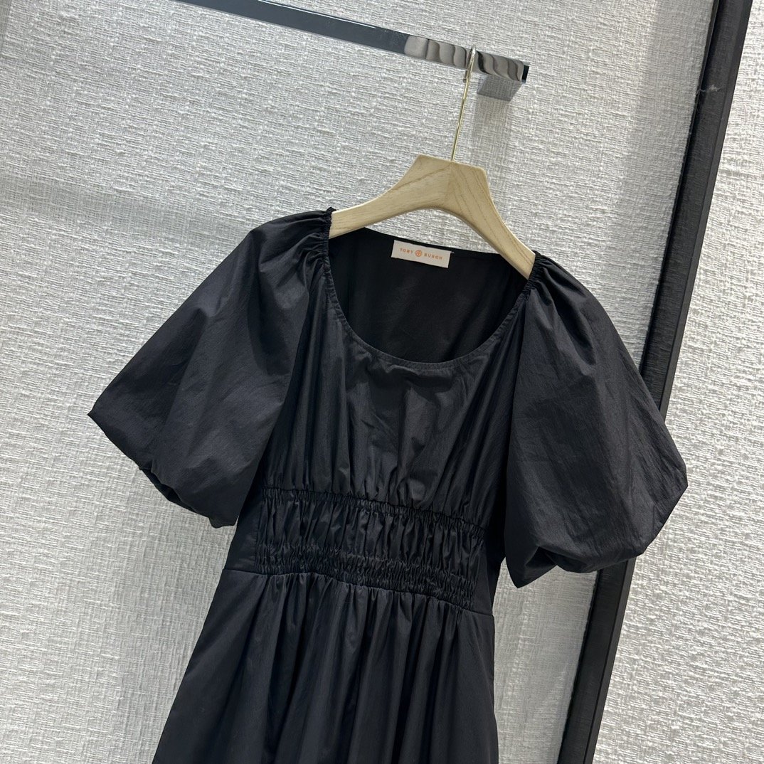 Платье с пышными рукавами, черное фото 2