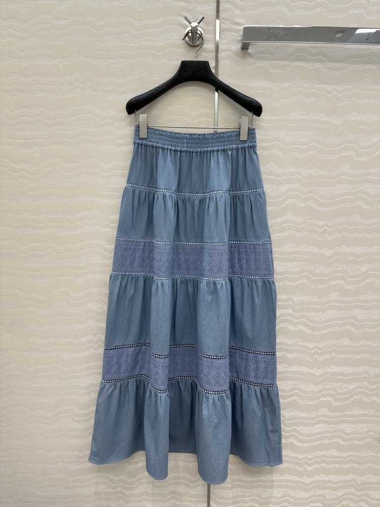 Long denim skirt