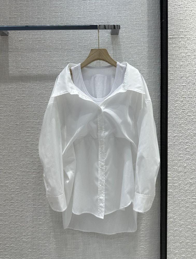 Комплект рубашка с майкой белый