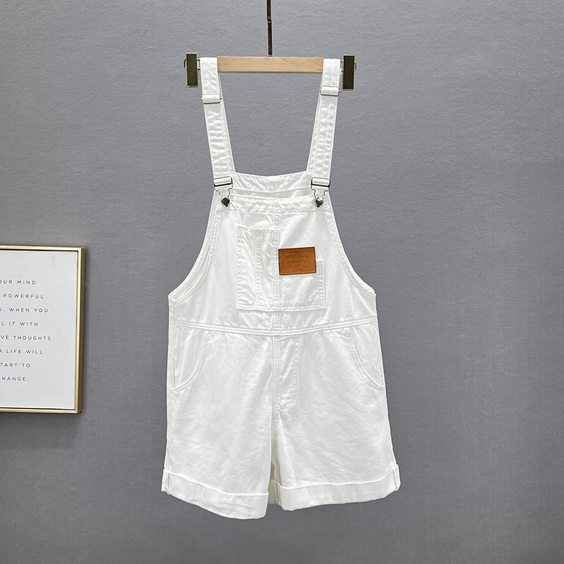Short female jean overalls, free, from high waist