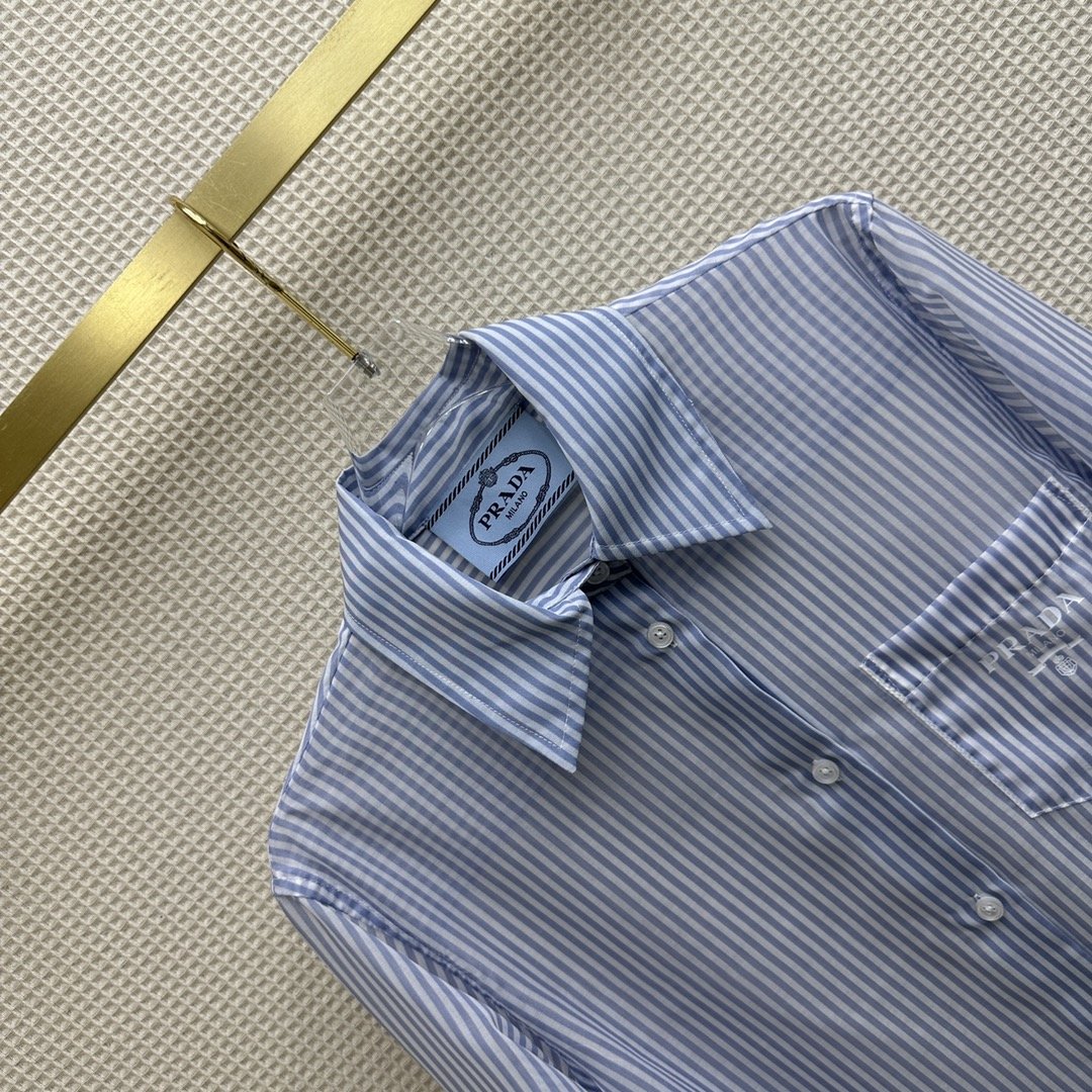 Striped blue shirt of Organza фото 3