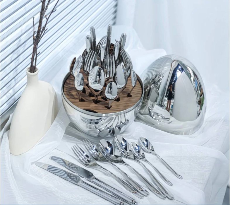 Набор столовых приборов Christofle Quinting Edition яйцо в серебре фото 11