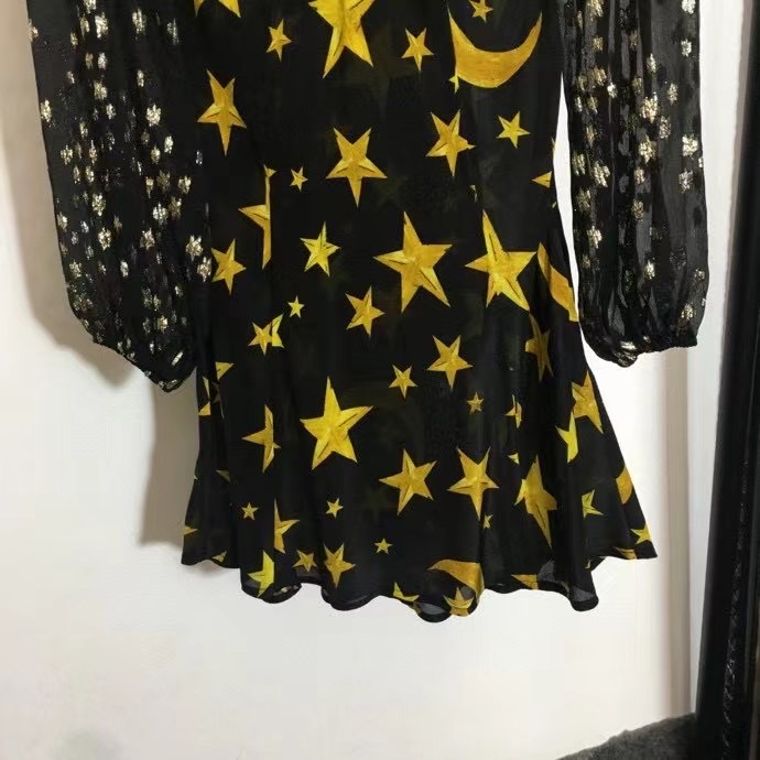 Silk dress from long sleeves Star Moon Printing фото 3