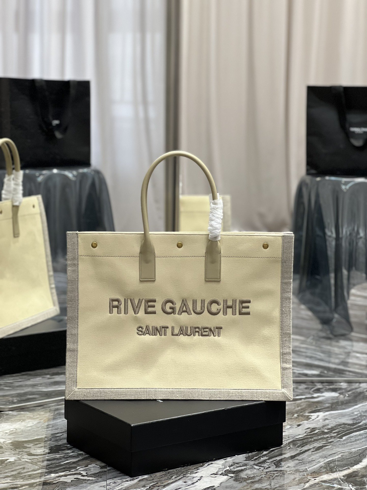 Льняная сумка Rive Gauche Tote Bag 48 см