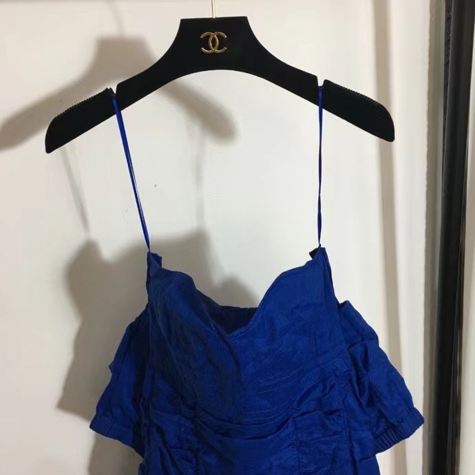 Кроткое элегантное летнее платье, цвет синий фото 2