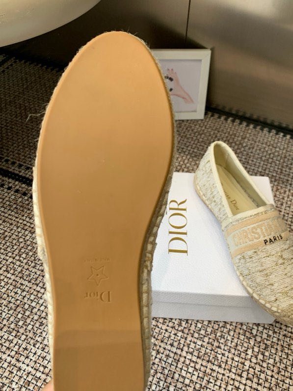 Эспадрильи Christian Dior Granville з логотипом PARIS з плетёного текстилю в бежево-золотом кольорі фото 8