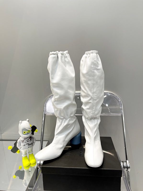 Leather women's boots white фото 3