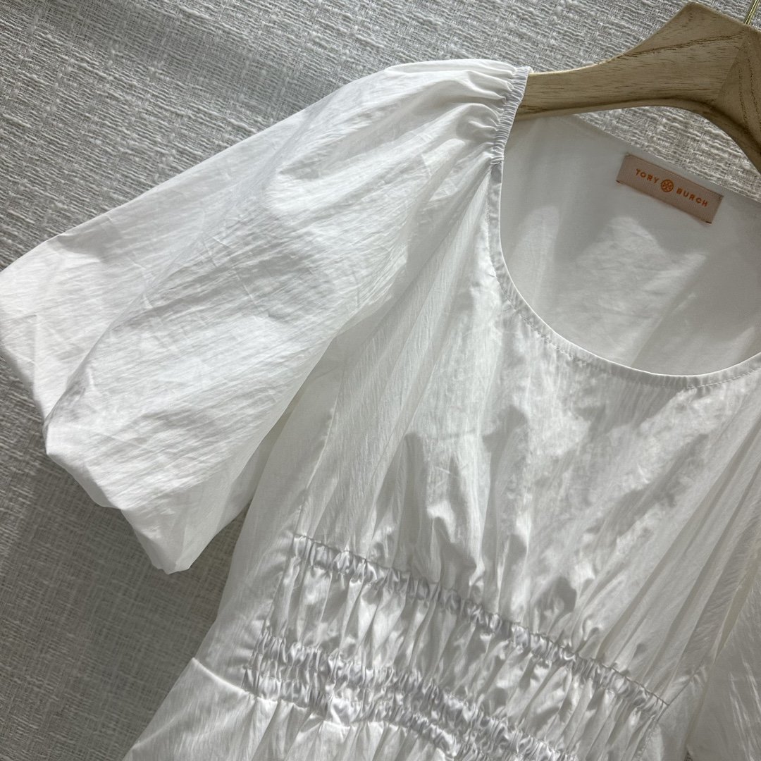 Платье с пышными рукавами, белое фото 3