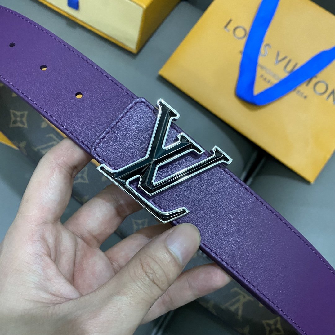 Male leather belt 40 mm purple фото 4