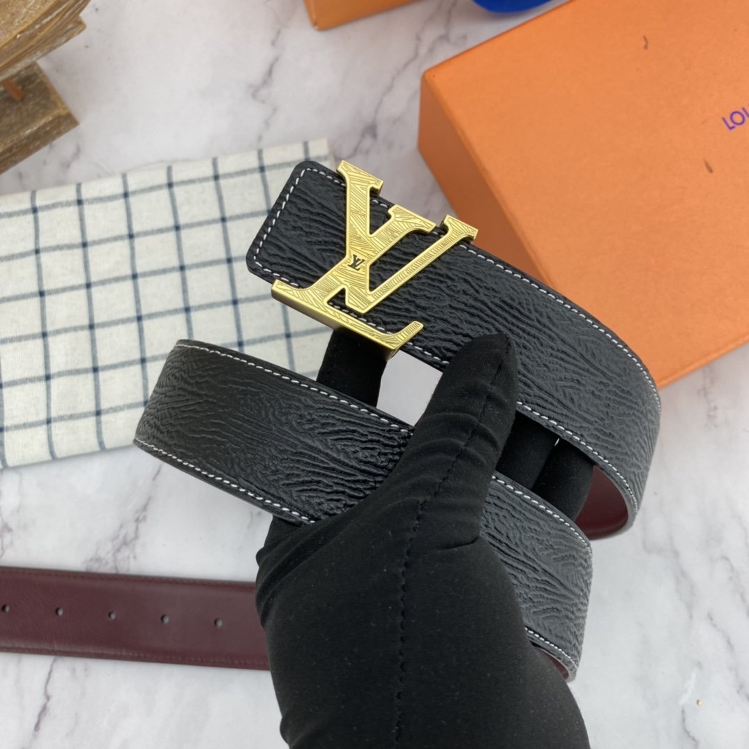 Male leather belt LV 3.8 cm фото 2