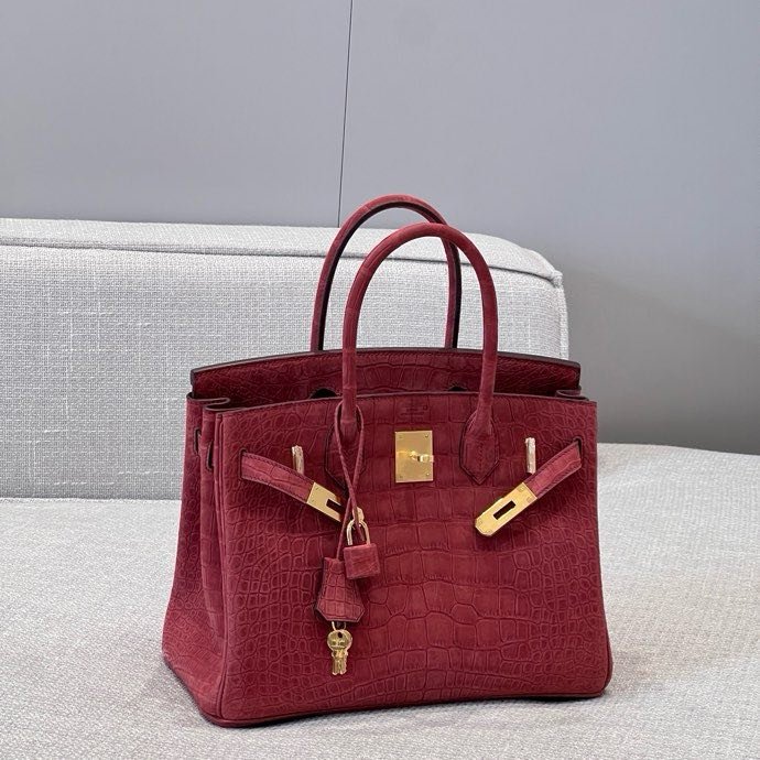 Сумка Bourgogne Matte Alligator Birkin 25 с золотистой фурнитурой