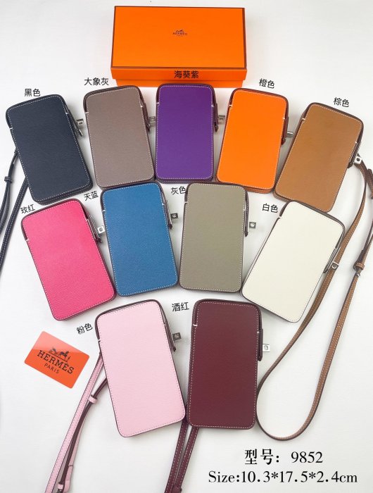 Кожаный чехол для телефона Hermes Hac a Box 17x10 см фото 9