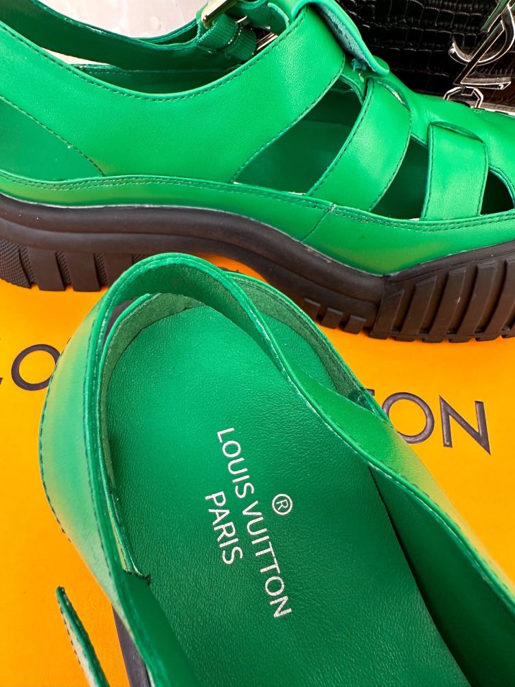 Sandals on platform 5 cm green фото 7