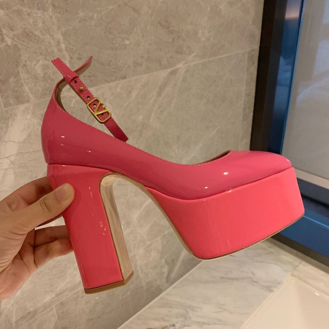 Shoes on platform and high heel pink фото 2