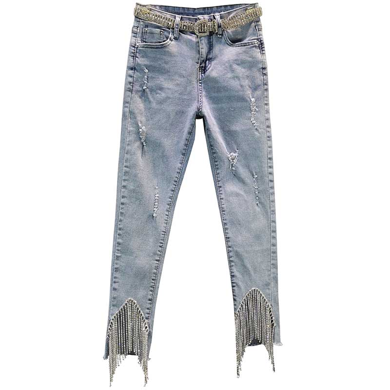 Эластичные узкие джинсы с высокой талией, весна лето фото 5