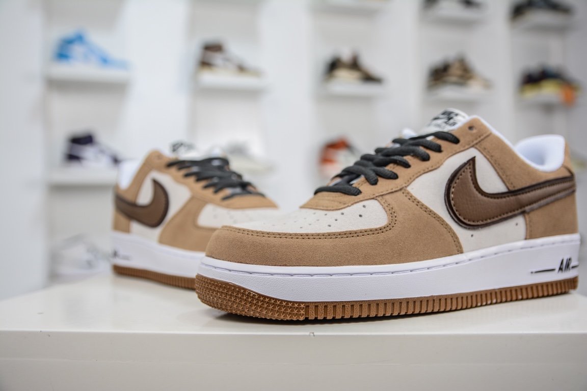 Sneakers Air Force 1 07 Low WB Coffee Brown Black White HH9636-326 фото 4