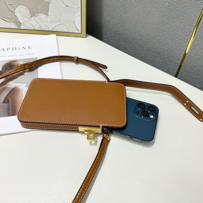 Кожаный чехол для телефона Hermes Hac a Box 17x10 см фото 6