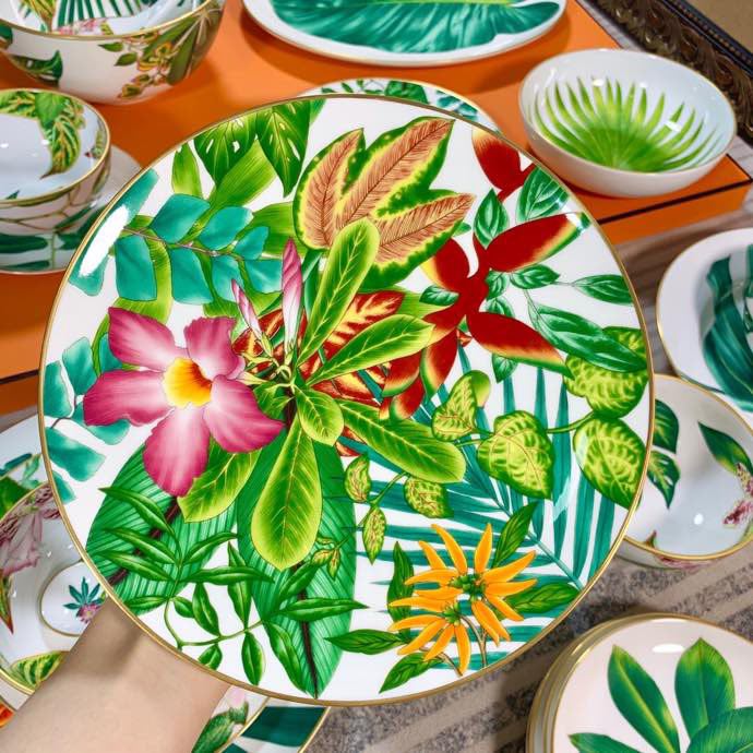 Большой набор посуды из костяного фарфора, 58 предметов, серия Tropical Rainforest фото 7