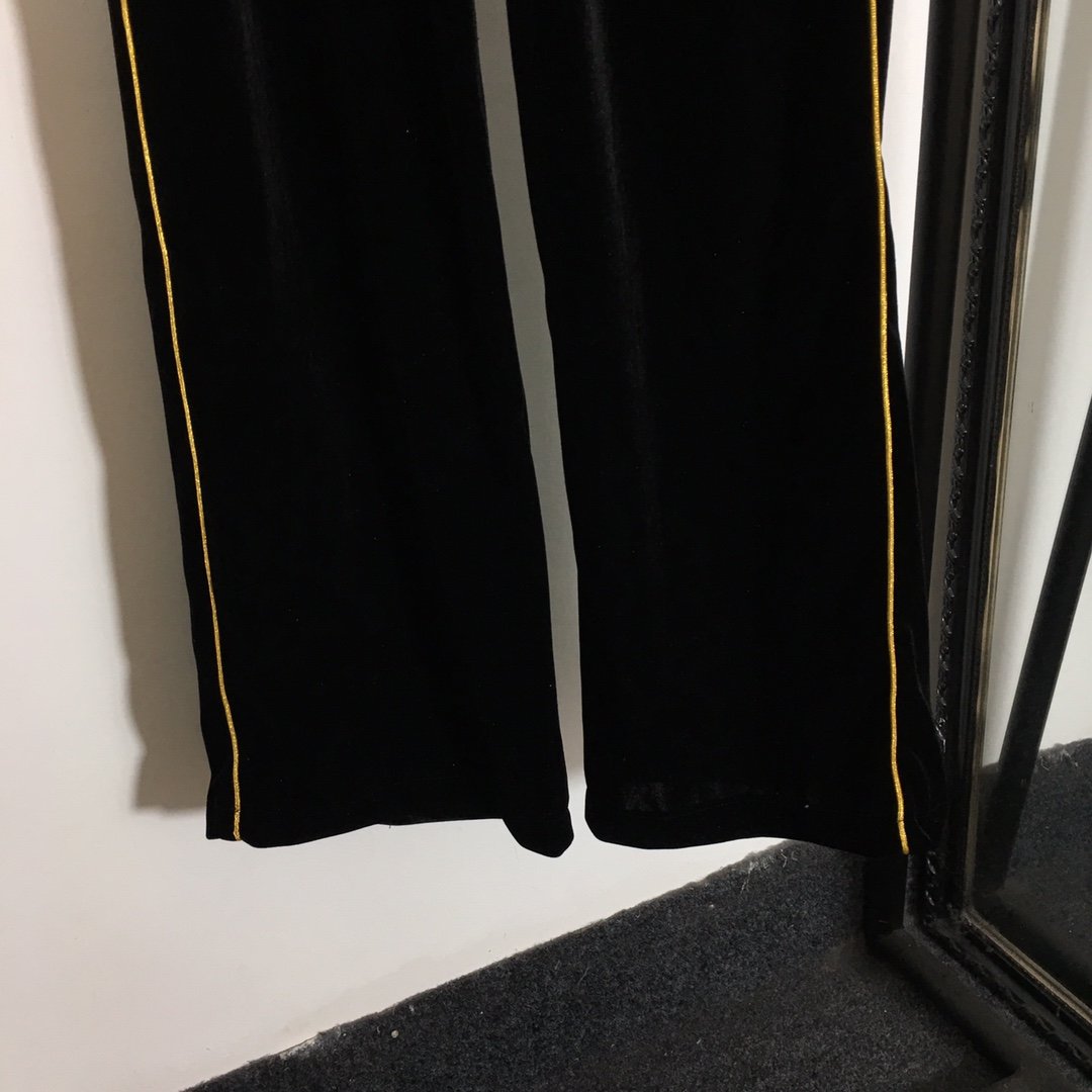 Эластичные бархатные широкие брюки с завышенной талией фото 3
