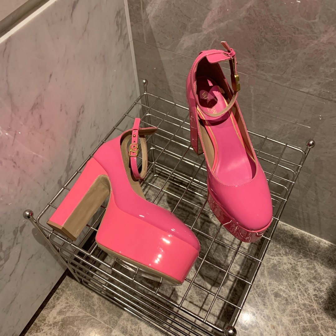 Shoes on platform and high heel pink фото 5
