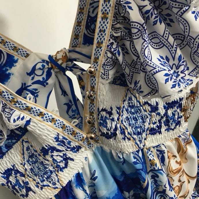 Платье с принтом листьев лотоса фото 7