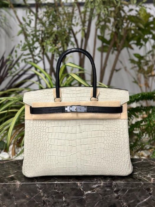 Сумка Birkin 30 in Silver из кожи крокодила