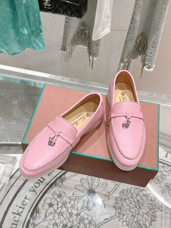 Лоферы женские кожаные розовые фото 4