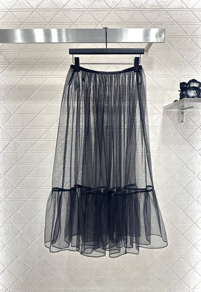 Skirt of transparent tulle secondary length from high waist фото 2