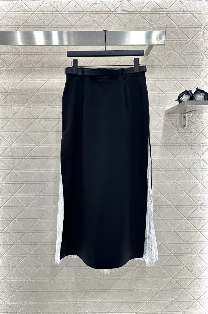 Юбка с высокой талией и кружевными вставками фото 2