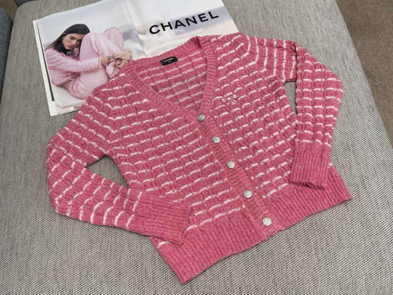 Кардиган в розовую полоску фото 3