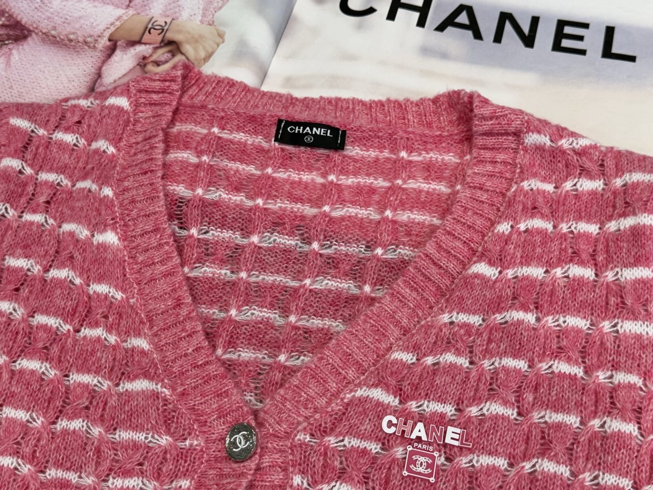 Кардиган в розовую полоску фото 4