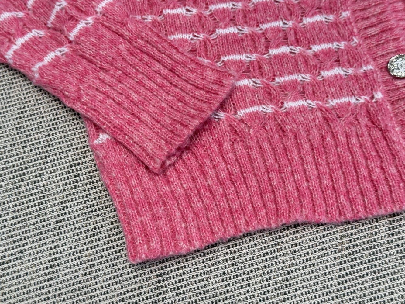 Кардиган в розовую полоску фото 7